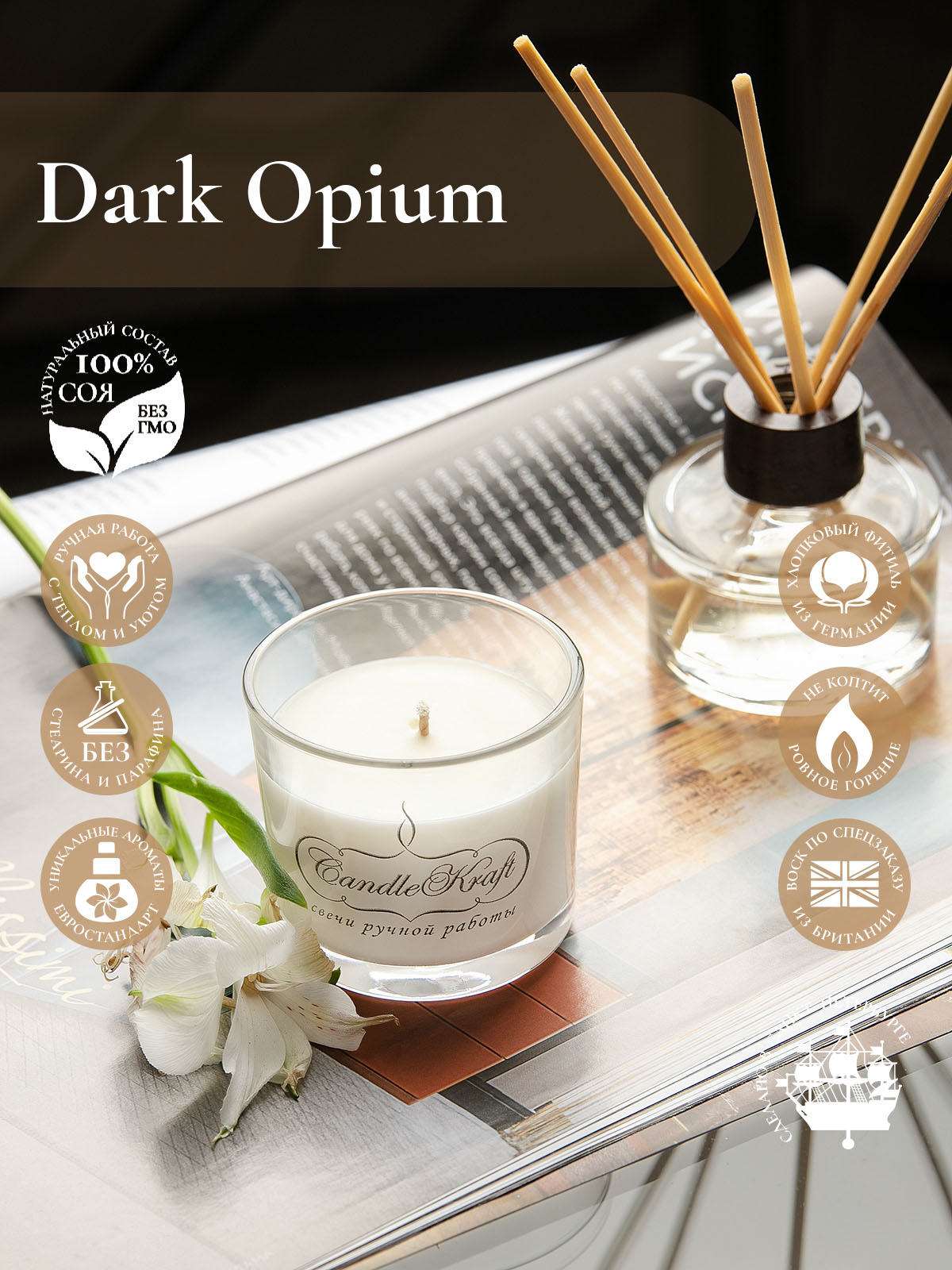 Свеча ароматическая CandleKraft Dark Opium Aroma Mini by CandleKraft "Тёмный Опиум"